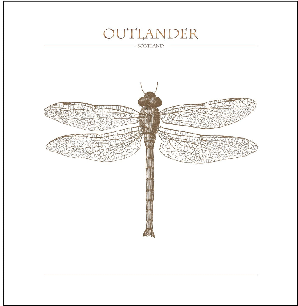 Outlander-inspired greeting card featuring dragonfly illustration. Made in Scotland.