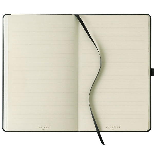 Grey ruled pages on ivory paper Castelli notebook made in Italy