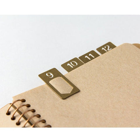 Brass Numbered Index Clips by Midori, Japanese Stationery