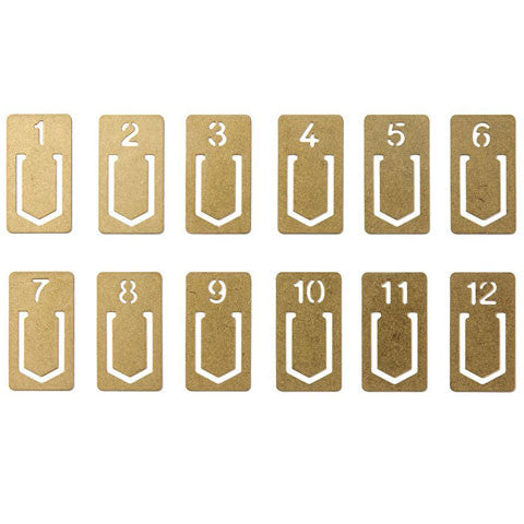 Brass Numbered Index Clips by Midori, Japanese Stationery