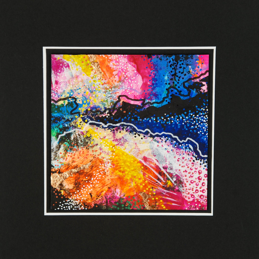 Happy Days #1/6 - Original acrylic painting with copper leaf