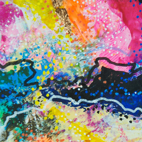 Happy Days #1/6 - Original acrylic painting with copper leaf