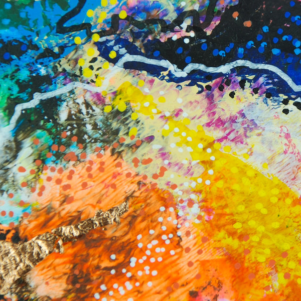 Happy Days #1/6 - Original acrylic painting with copper leaf