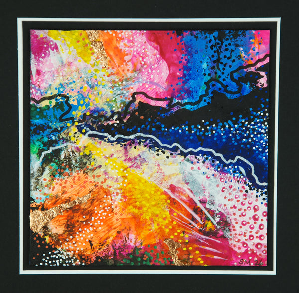 Happy Days #1/6 - Original acrylic painting with copper leaf