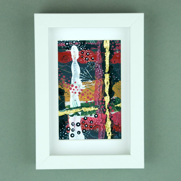 Crimson Breeze - Original acrylic painting with gold leaf