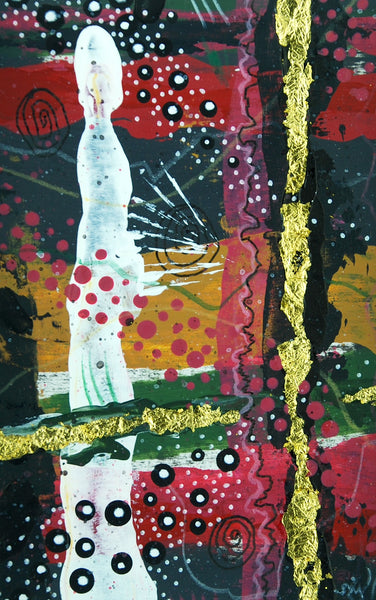 Crimson Breeze - Original acrylic painting with gold leaf