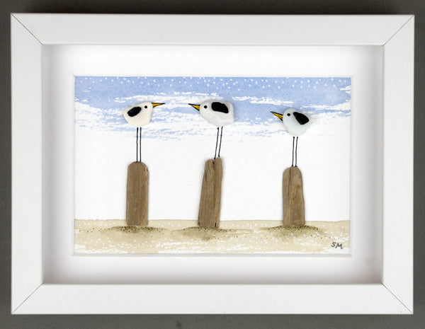 Sea ceramic seagulls x 3