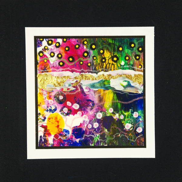 Pixel Bloom #1/6 - Original acrylic painting with gold leaf