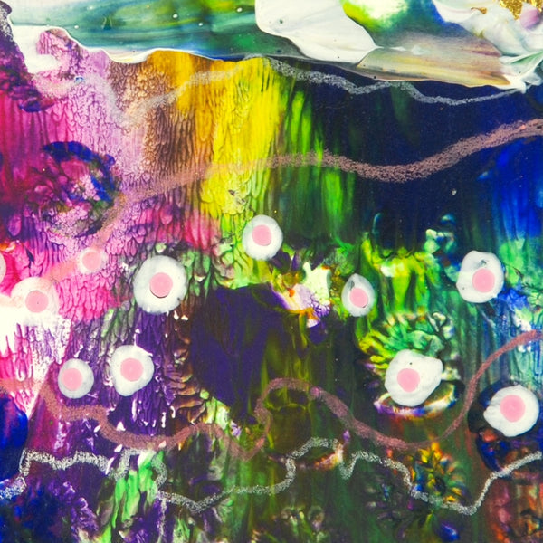 Pixel Bloom #1/6 - Original acrylic painting with gold leaf