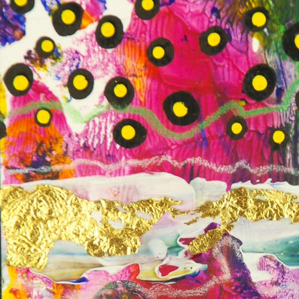 Pixel Bloom #1/6 - Original acrylic painting with gold leaf