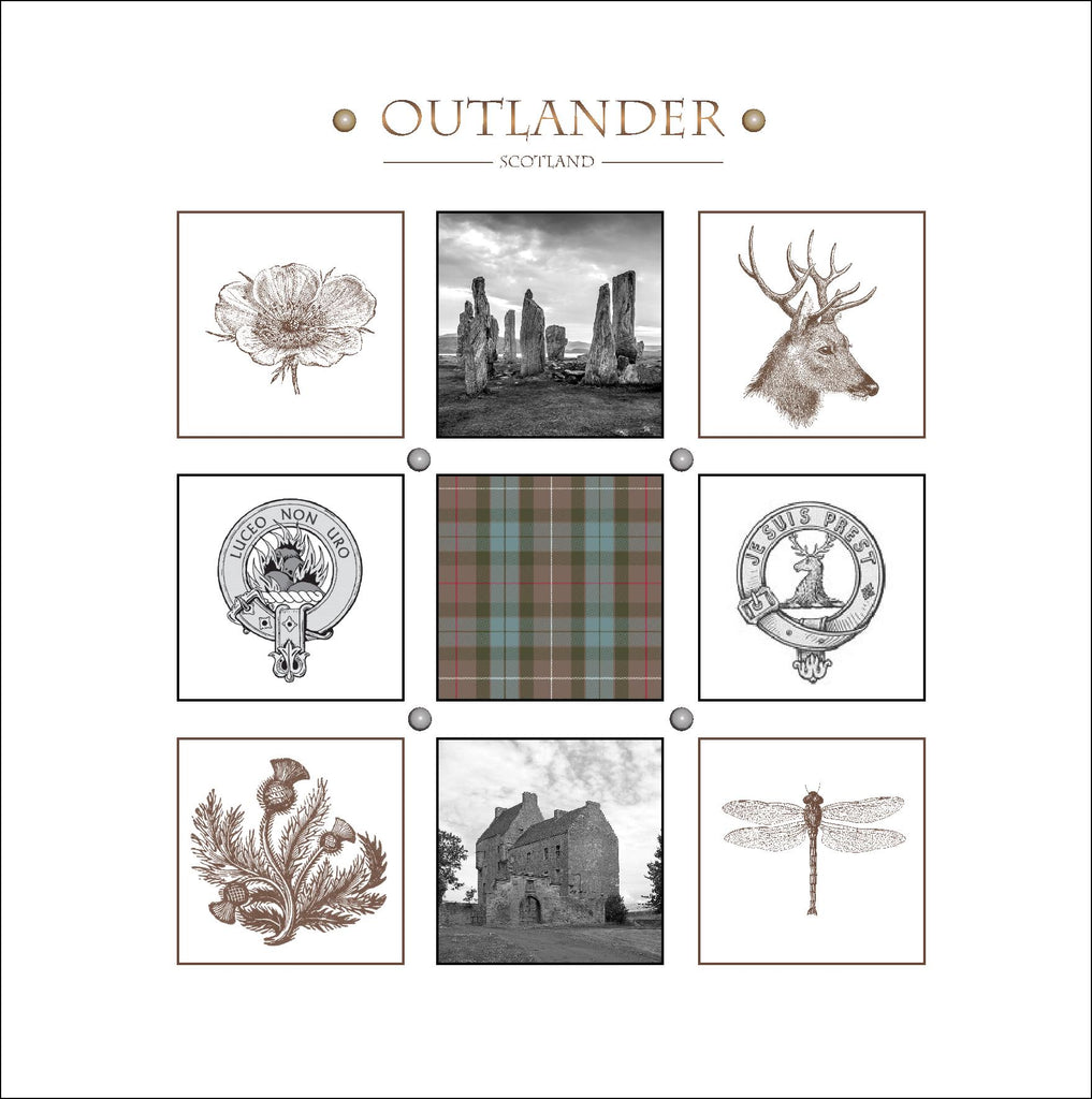 Outlander-inspired stationery greeting card, Clan Fraser Mackenzie Lallybroch Calanais Jacobite tartan Made in Scotland.