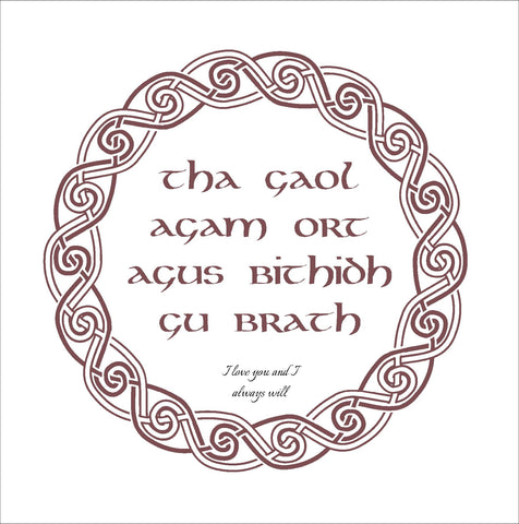 Gaelic Phrases Greeting Card - tha gaol agam ort