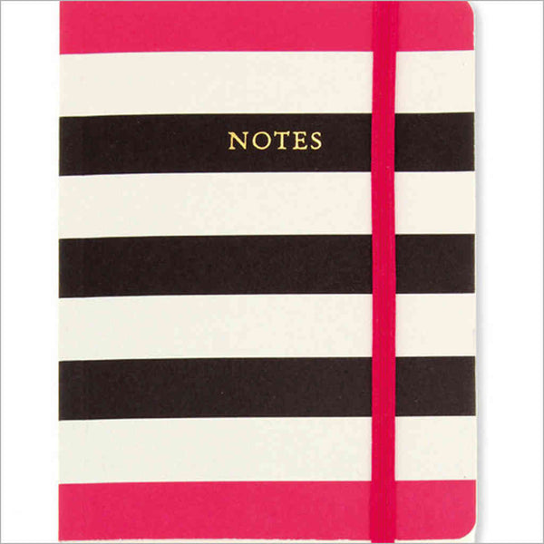 Black, white and cerise striped notebook A6 GO Stationery
