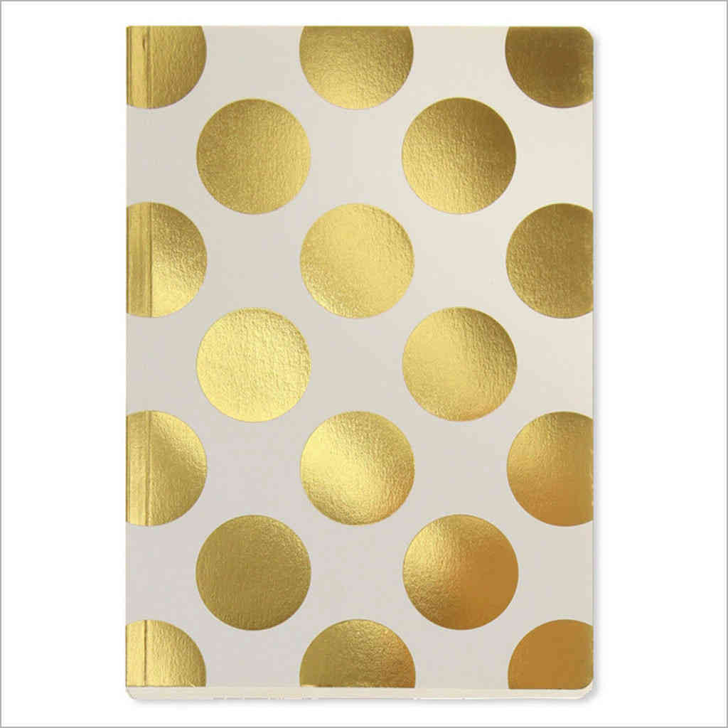 Gold polka dot on Cream A5 Notebook by GO Stationery