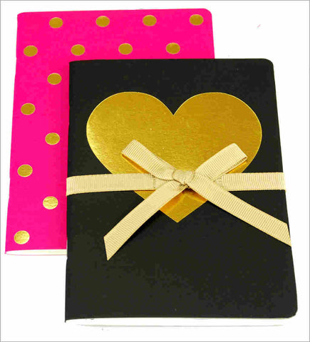 Gold Polka Dot & Heart Notebooks, Set of 2