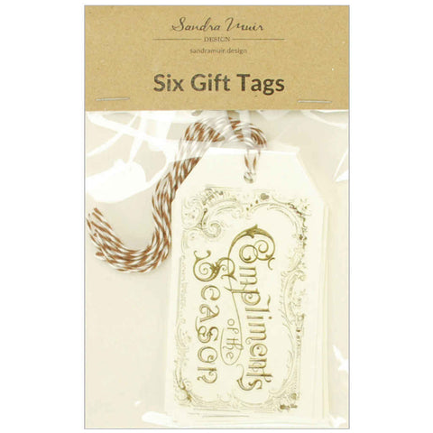 Set of 6 Compliments of the Season Gift Tags