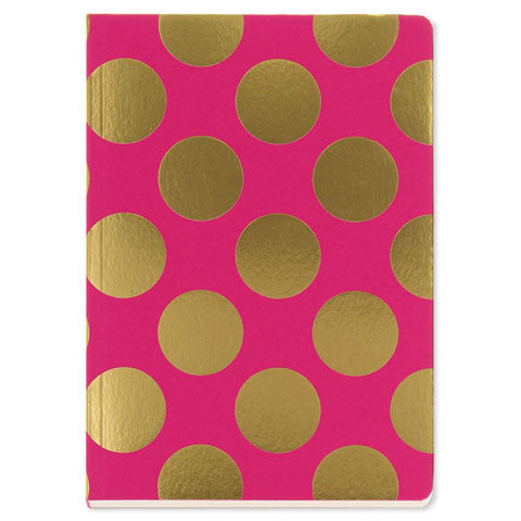 Gold Polka on Magenta, A5 Notebook