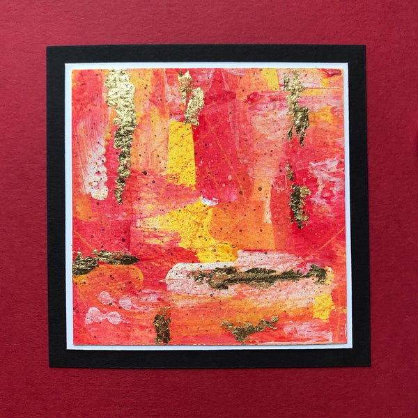 Original Gouache Painting with Gold Leaf - Red, Orange & Yellow