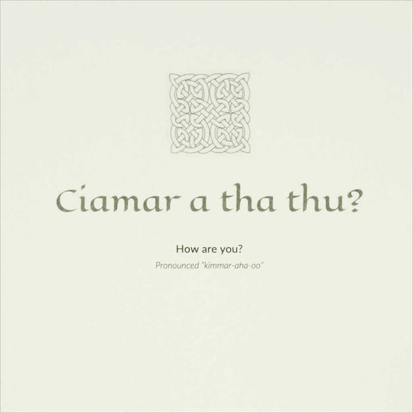 Outlander Jamie Claire box set stationery Gaelic phrase greeting card Ciamar a tha thu, made in Scotland