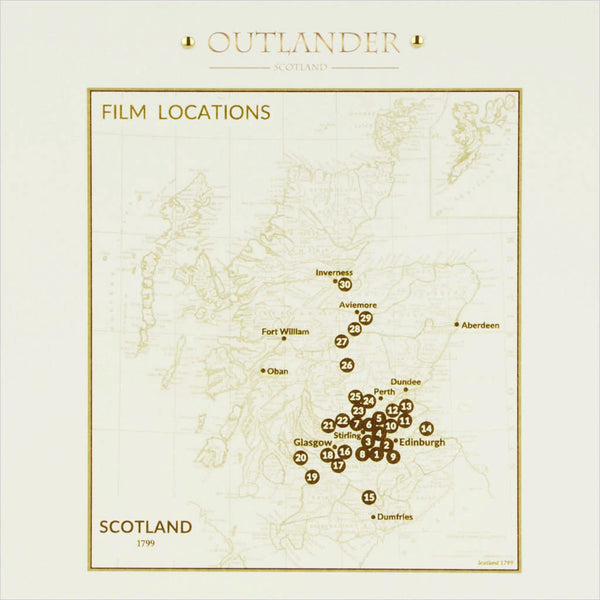 Outlander box set film location greeting card map of Scotland