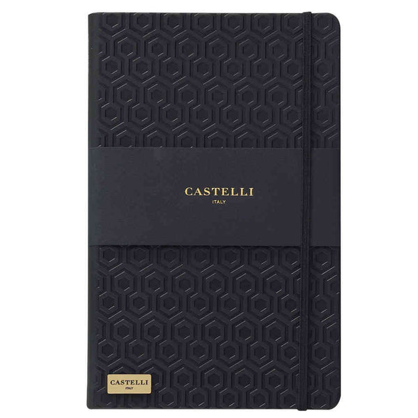 Honeycomb notebook in black with gold page edges made in Italy by Castelli