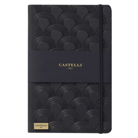 Art Deco notebook in black with gold page edges made in Italy by Castelli